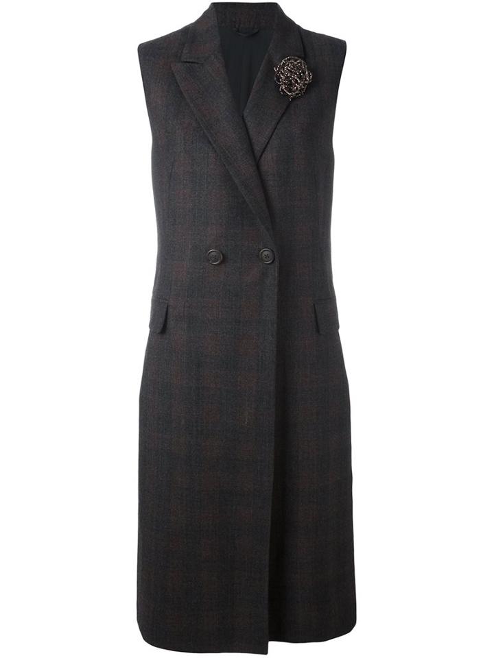 Brunello Cucinelli Long Waistcoat, Women's, Size: 42, Brown, Silk/spandex/elastane/acetate/glass