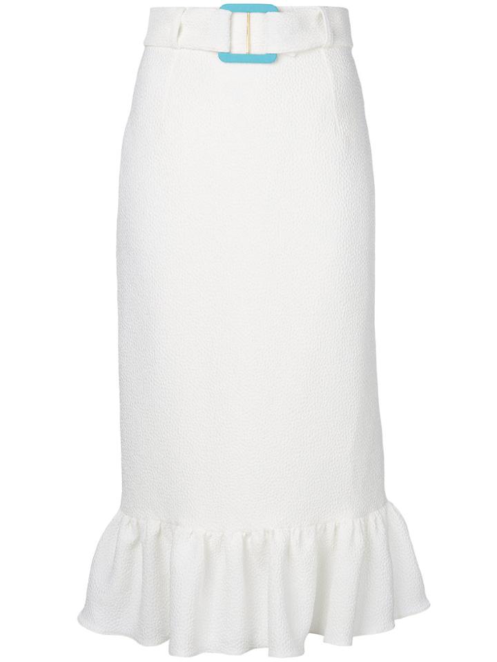 Edeline Lee Belted Flared Midi Skirt - White