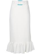 Edeline Lee Belted Flared Midi Skirt - White