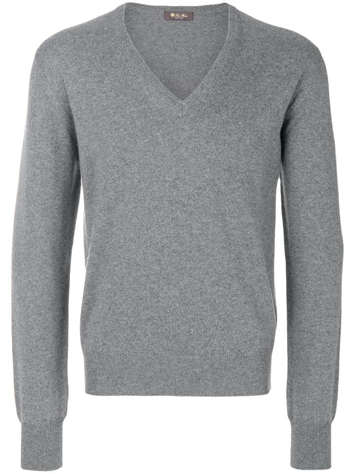Loro Piana Long Sleeved V-neck Sweatshirt - Grey