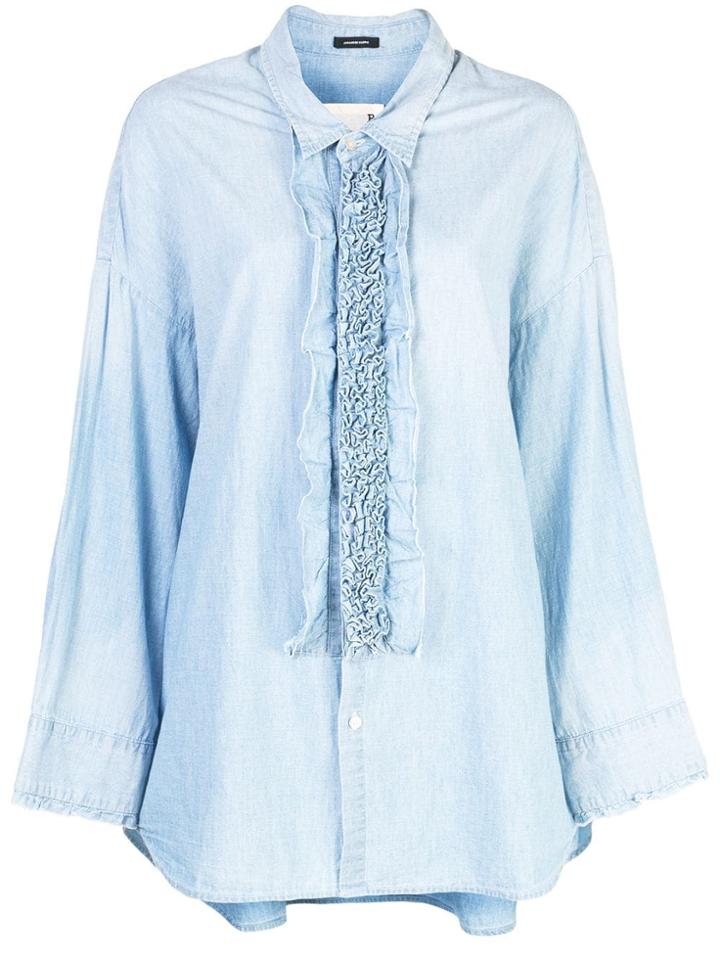 R13 Frill Detail Oversized Shirt - Blue