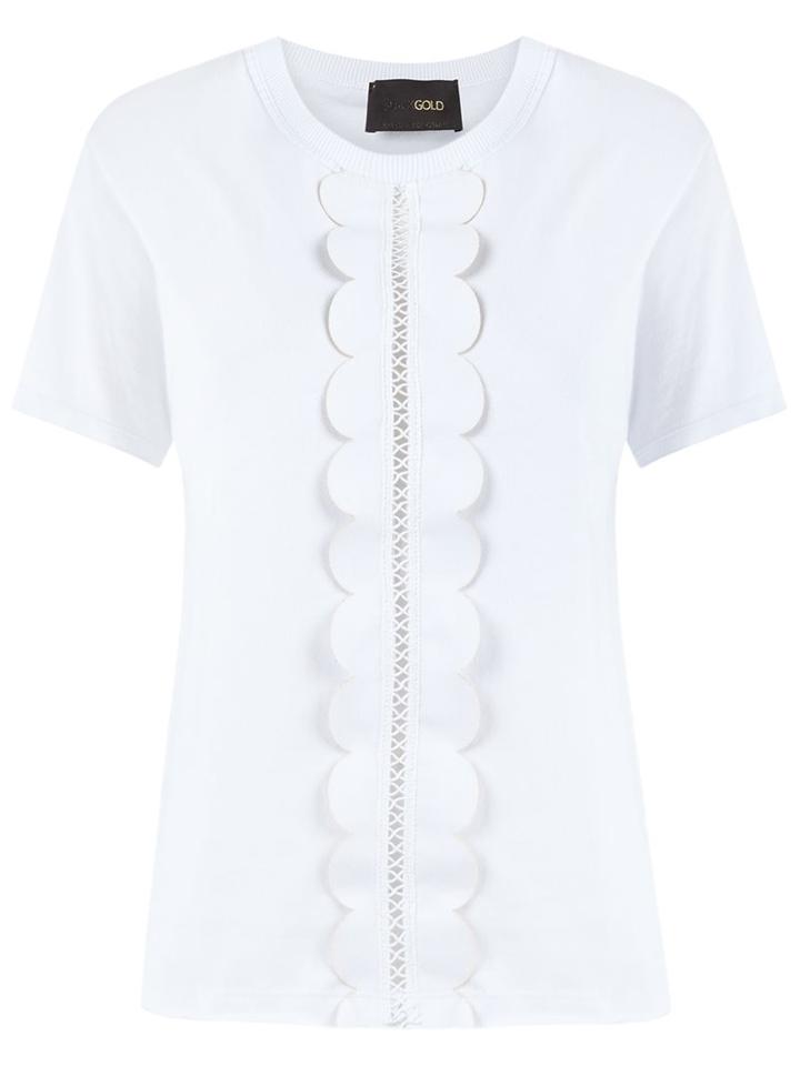 Andrea Bogosian Scalloped T-shirt, Women's, Size: Medium, White, Cotton