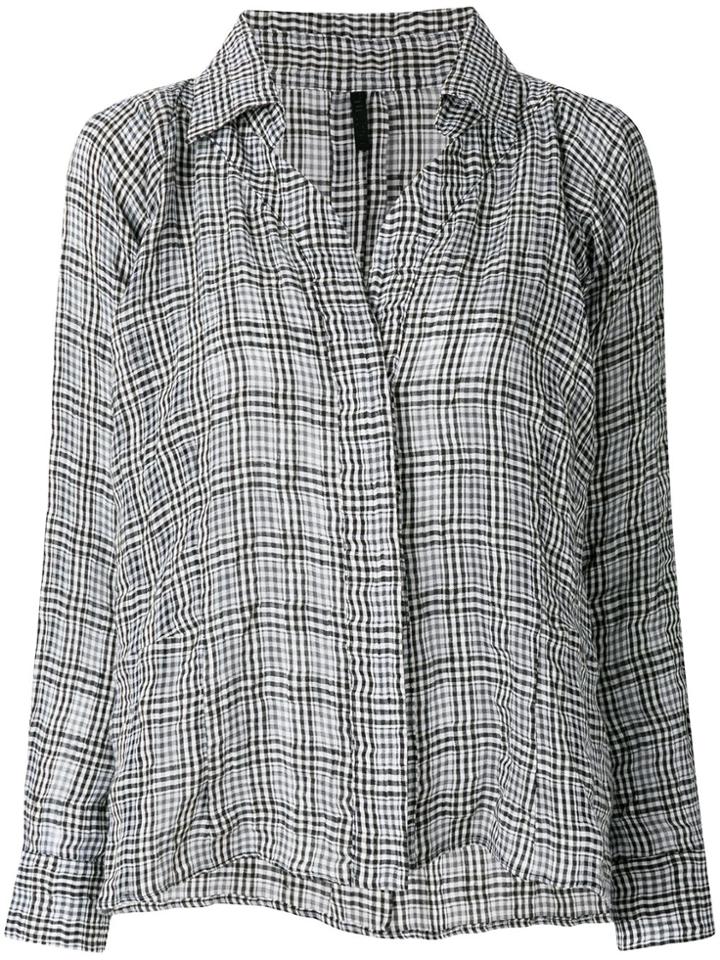 Unravel Project Checked V-neck Shirt - Black