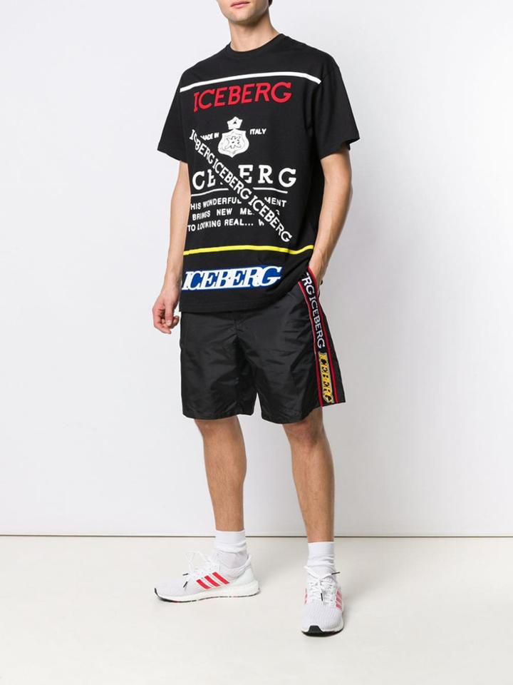 Iceberg Side Logo Shorts - Black