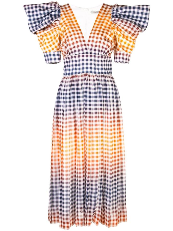 Silvia Tcherassi Gingham Flared Dress - Orange
