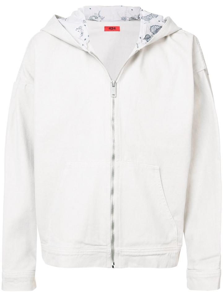 424 Fairfax Paisley Print Detail Hoodie - White