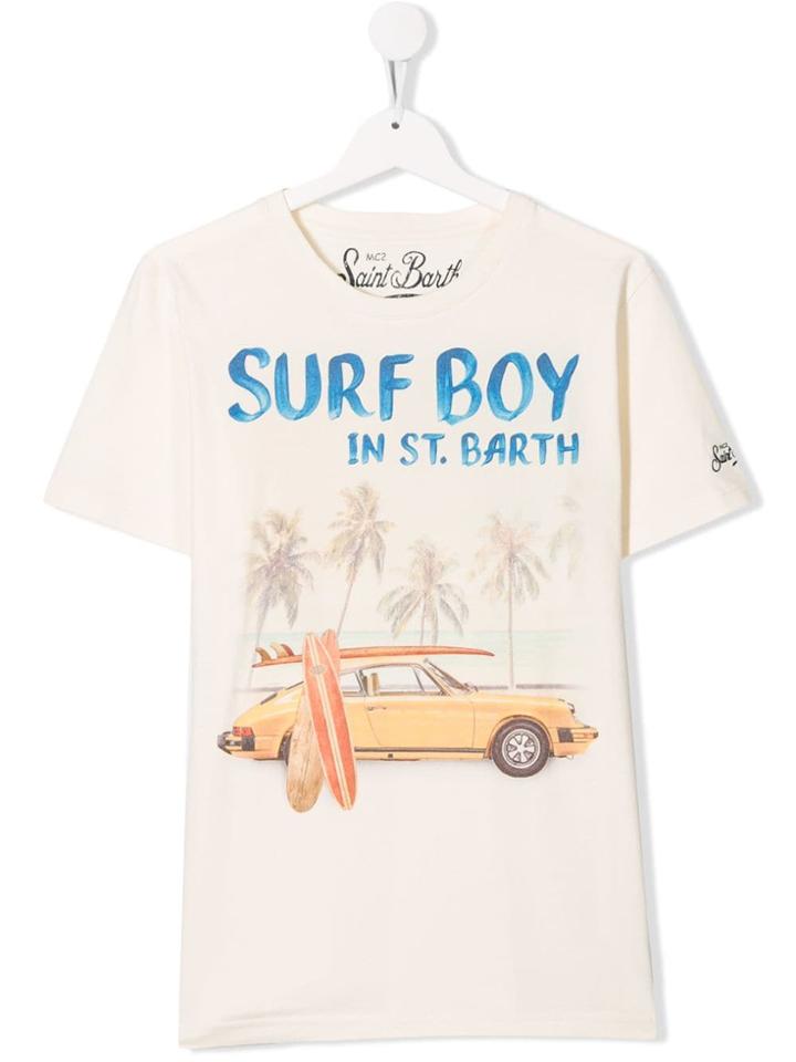 Mc2 Saint Barth Kids Surf Boy Motif T-shirt - White