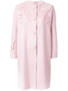 Ermanno Scervino Leaves Motif Mid Coat - Pink & Purple