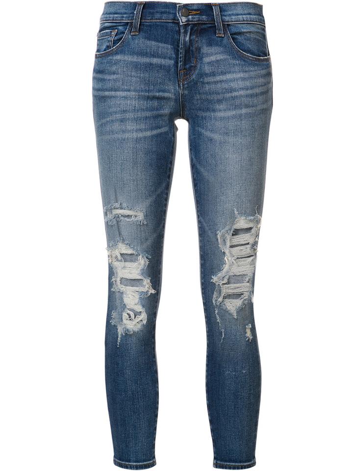 J Brand Ripped Skinny Jeans, Women's, Size: 26, Blue, Cotton/polyurethane
