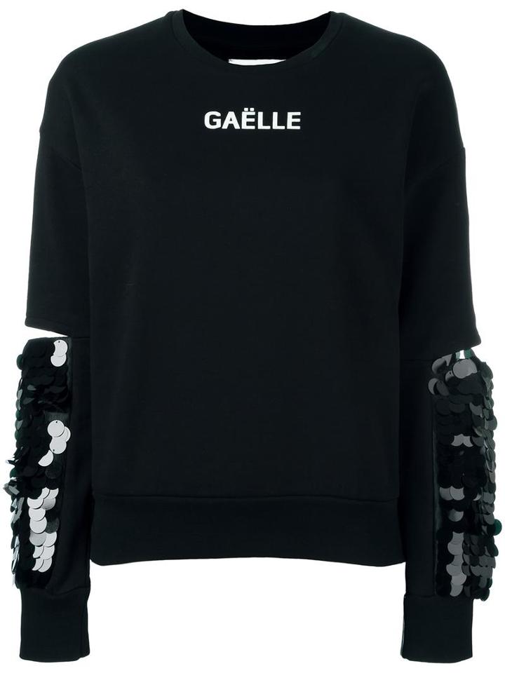 Gaelle Bonheur Sequin Cuff Sweatshirt, Women's, Size: 2, Black, Cotton