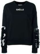 Gaelle Bonheur Sequin Cuff Sweatshirt, Women's, Size: 2, Black, Cotton