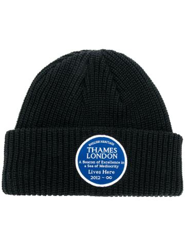 Thames Embroidered Beanie - Black