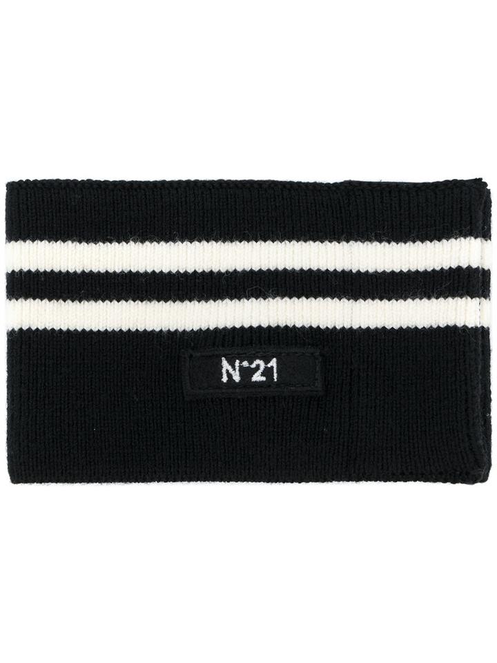 No21 - Stripe Scarf - Women - Polyamide/spandex/elastane/wool - S, Black, Polyamide/spandex/elastane/wool