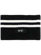 No21 - Stripe Scarf - Women - Polyamide/spandex/elastane/wool - S, Black, Polyamide/spandex/elastane/wool