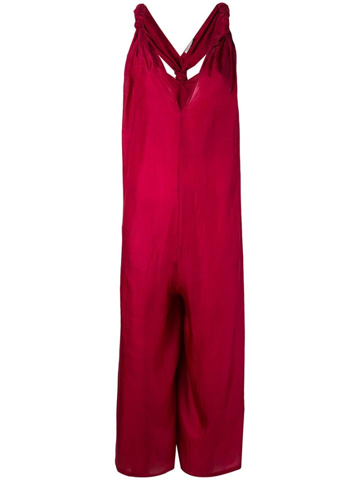 Mes Demoiselles - V-neck Jumpsuit - Women - Silk - 36, Red, Silk