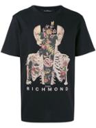 John Richmond - Skull And Flower Print T-shirt - Men - Cotton - L, Black, Cotton