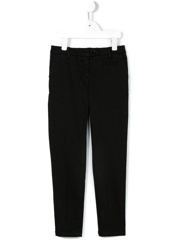Dondup Kids Tapered Slim Trousers, Girl's, Size: 10 Yrs, Black