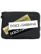 Dolce & Gabbana Multiple Logo Stripe Clutch - Black