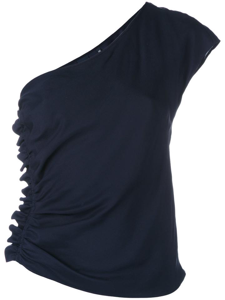 Aspesi - One Shoulder Top - Women - Silk - 42, Blue, Silk