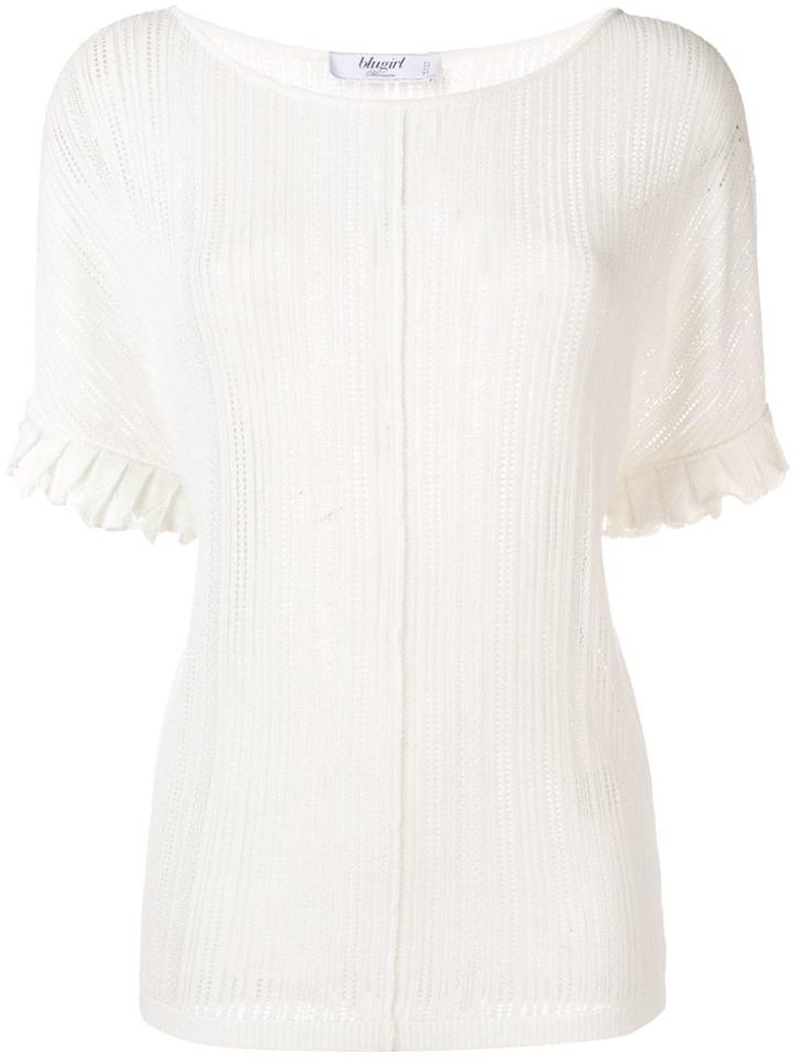 Blugirl Short-sleeve Embroidered Top - White