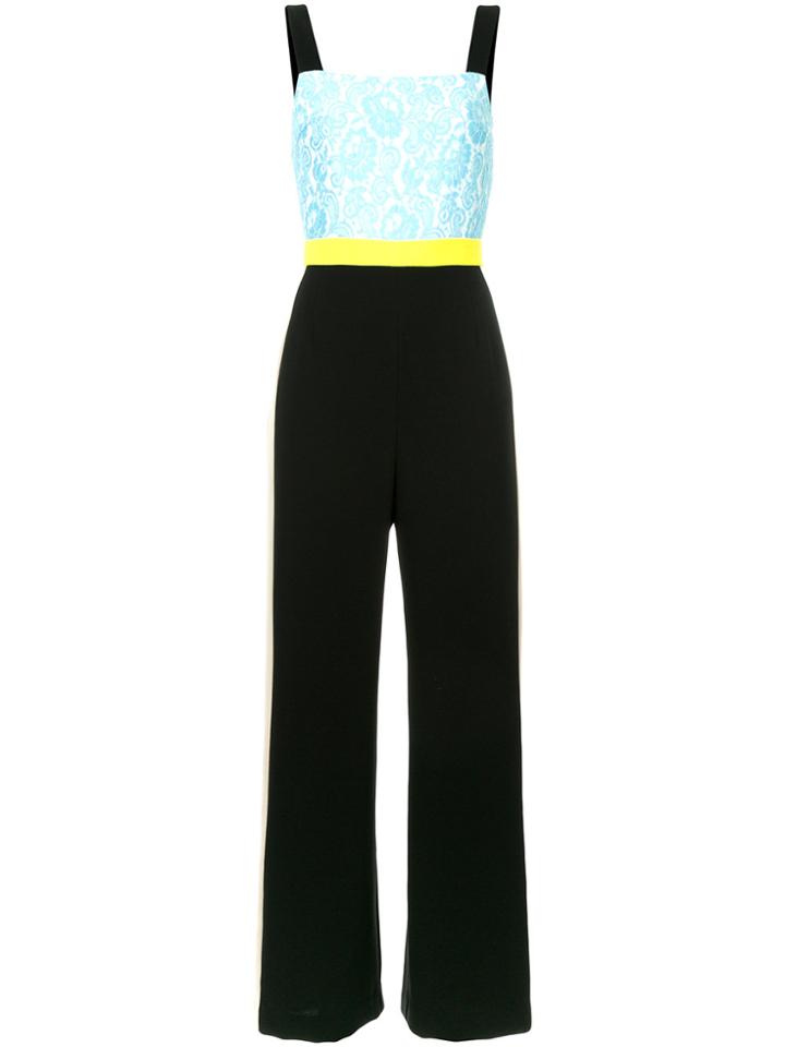 Han Ahn Soon Lace Detail Side Stripe Jumpsuit - Blue