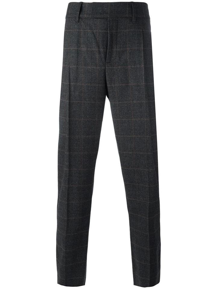 Neil Barrett Checked Tailored Trousers, Men's, Size: 48, Grey, Polyamide/spandex/elastane/virgin Wool