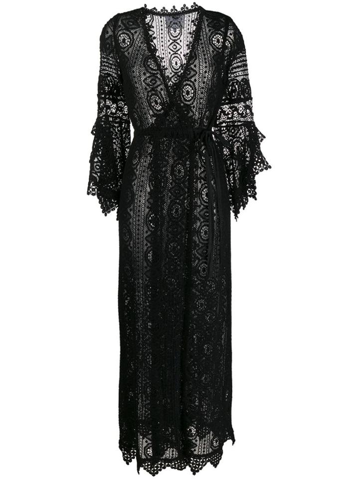 Temptation Positano Sheer Embroidered Cardigan - Black