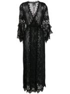 Temptation Positano Sheer Embroidered Cardigan - Black