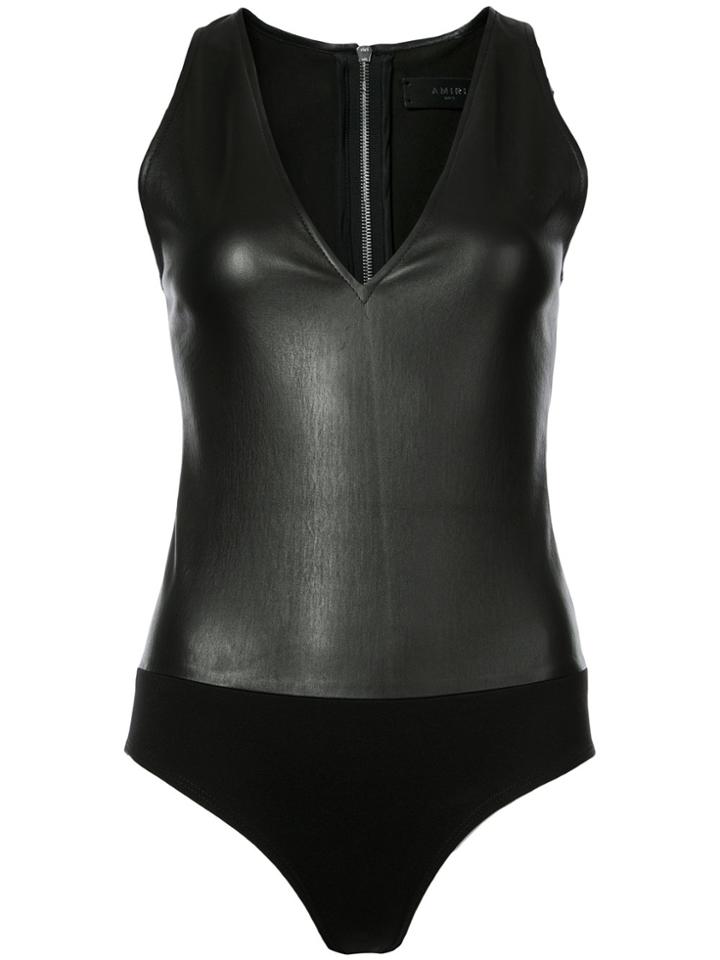 Amiri Leather V-neck Body - Black