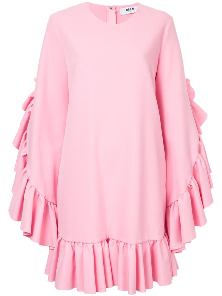 Msgm Ruffled Shift Dress - Pink & Purple