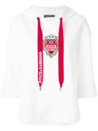 Dolce & Gabbana Heart Crest Cropped Sleeve Hoodie - White