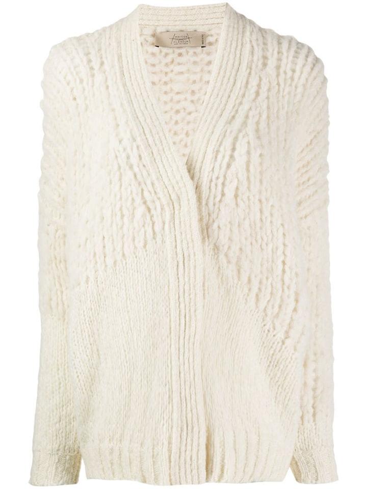 Maison Flaneur Chunky Knit Cardigan - White