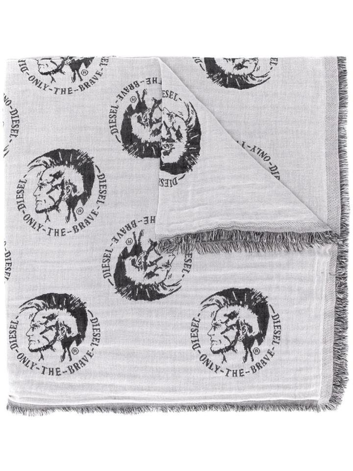 Diesel Mohawk Logo Scarf - White