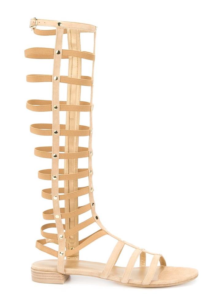 Stuart Weitzman Gladiator Sandals, Women's, Size: 10, Nude/neutrals, Suede/leather