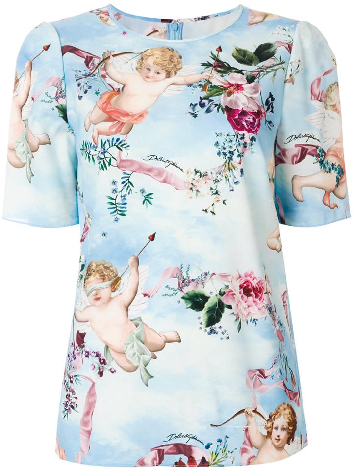 Dolce & Gabbana Cupid Print Blouse - Blue
