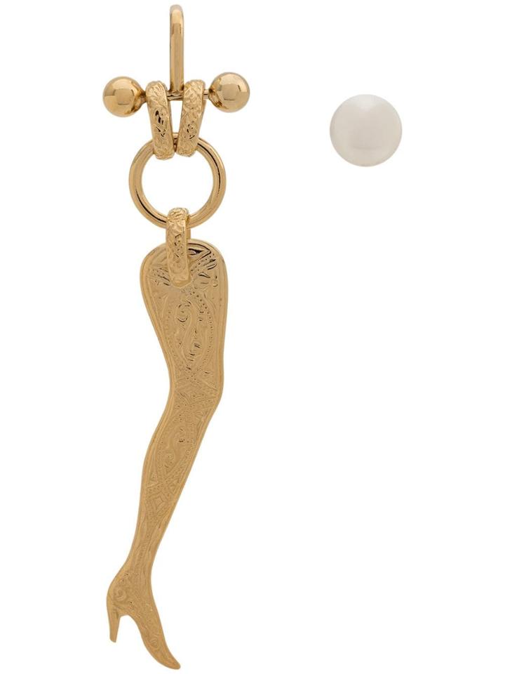 Wouters & Hendrix Engraved Leg Earrings - Gold