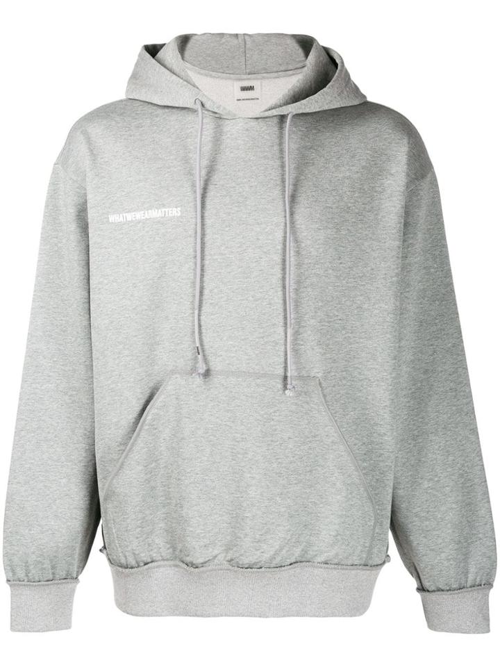 Wwwm Logo Print Hoodie - Grey
