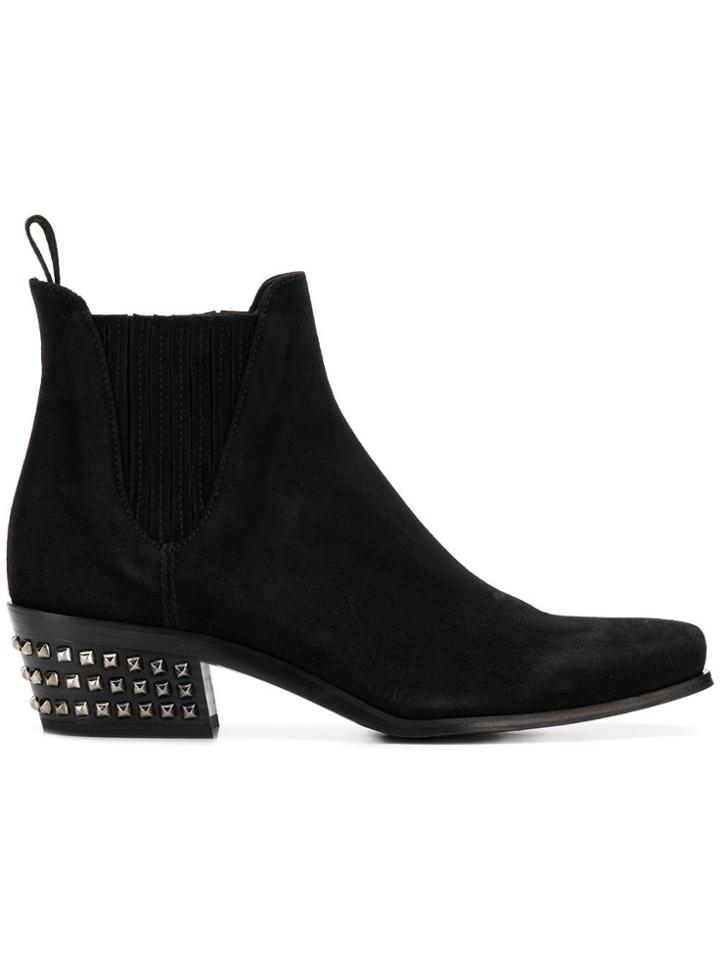 Miu Miu Studded Heel Ankle Boots - Black