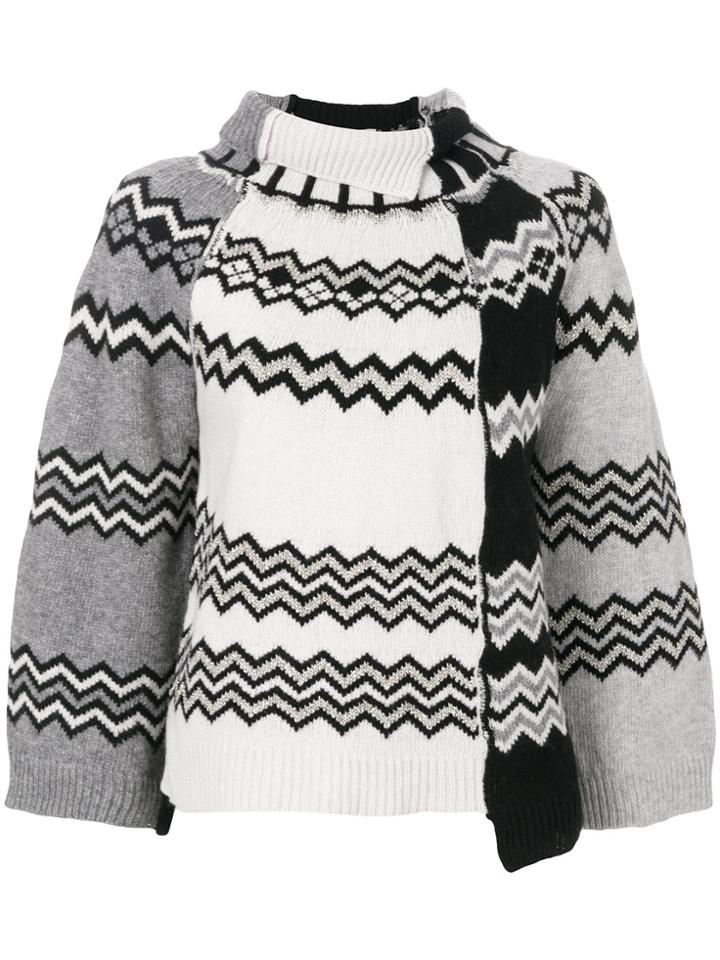Nude Zigzag Roll Neck Sweater - Multicolour