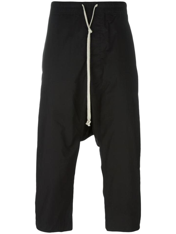 Rick Owens Drop-crotch Cropped Trousers, Men's, Size: 56, Black, Cotton