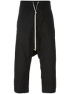 Rick Owens Drop-crotch Cropped Trousers, Men's, Size: 56, Black, Cotton