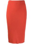 Cashmere In Love Ribbed Pencil Skirt - Orange