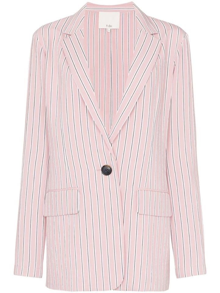 Tibi Striped Single-breasted Blazer - Pink