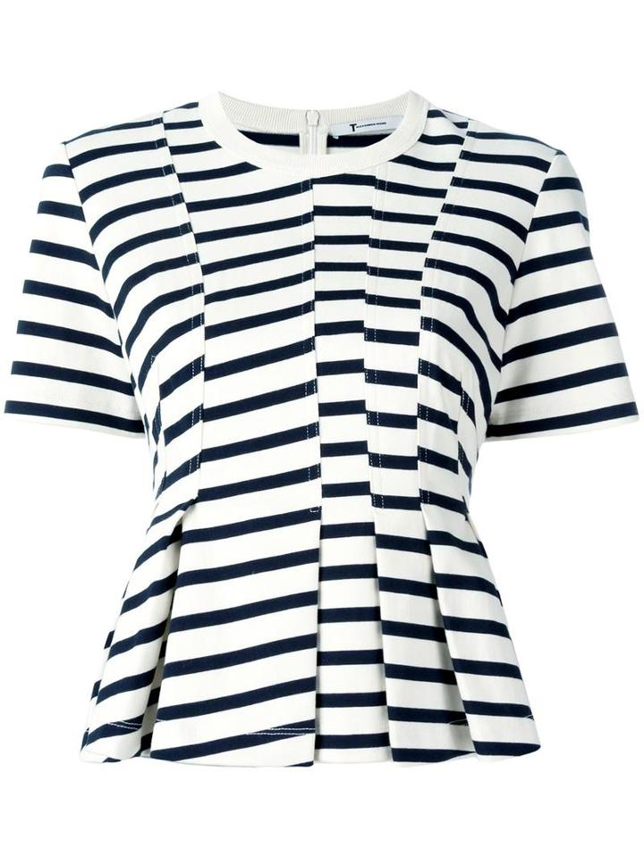 T By Alexander Wang Striped Peplum Top, Women's, Size: Medium, Black, Cotton