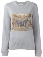 Valentino Butterfly Print Sweatshirt, Women's, Size: Large, Grey, Cotton/polyamide