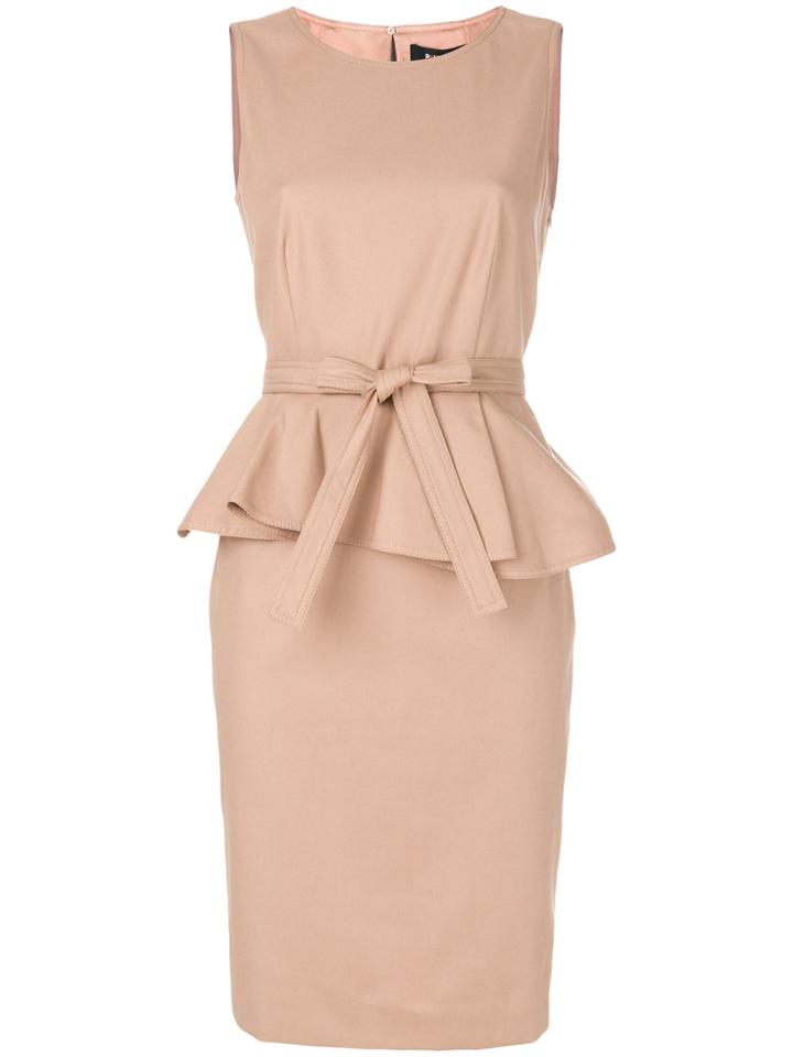 Paule Ka Bow Peplum Dress - Nude & Neutrals