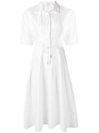 Thom Browne Cuban Collar Oxford Drawstring Dress - White
