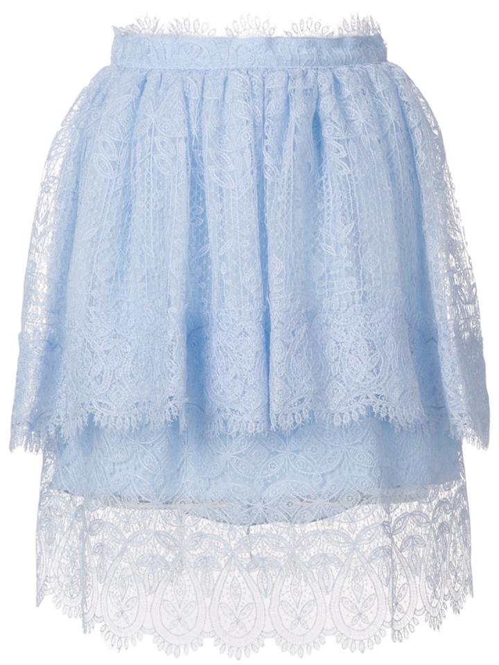 Ermanno Scervino Lace Detail Frill Skirt - Blue