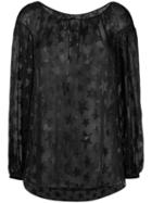 Saint Laurent Star Pattern Gypsy Blouse, Women's, Size: 36, Black, Silk/polyamide