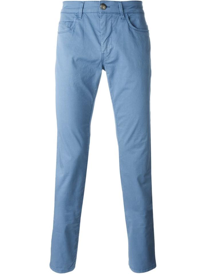 Fay Chino Trousers, Men's, Size: 33, Blue, Cotton/spandex/elastane